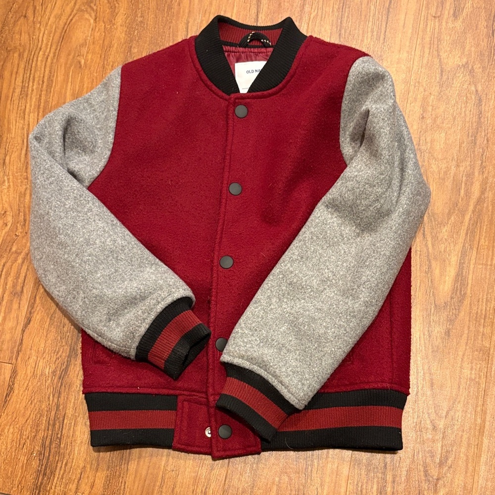 Old Navy Red and Gray Kids wool Bomber Jacket